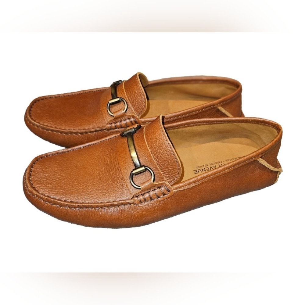 Saks Fifth Avenue Cognac Leather Bit Loafers - Picture 2 of 6